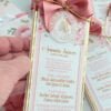 invitación santito con medalla acrílico