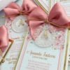 invitación santito con medalla acrílico