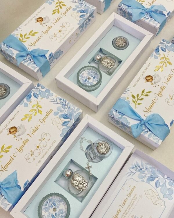 Set Botellita Italiana con Velita y Mini Denario con Medalla San Benito – Recuerdo de Bautizo Personalizado