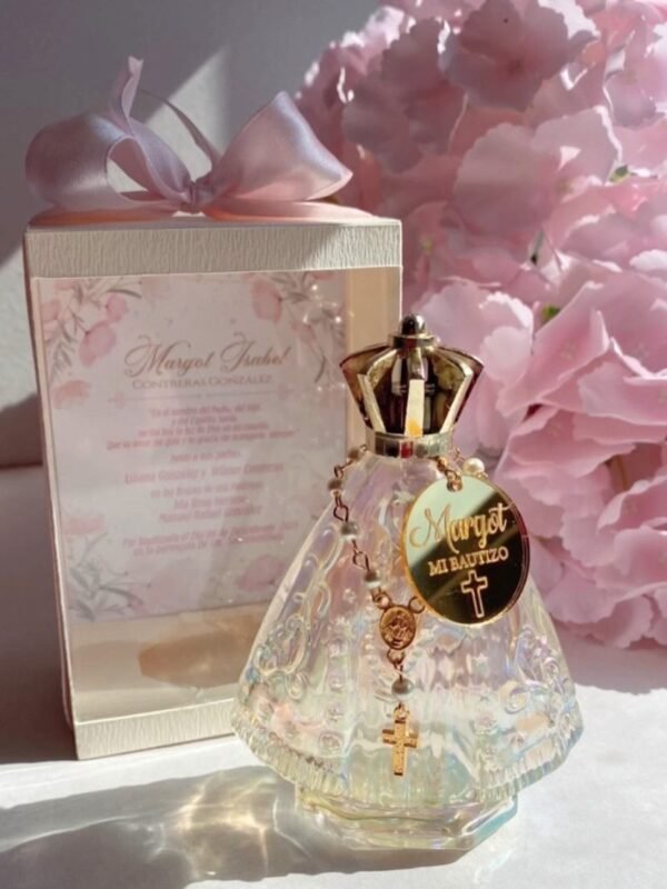 Recuerdos de Bautizo Personalizados – Botella Virgen Agua Bendita