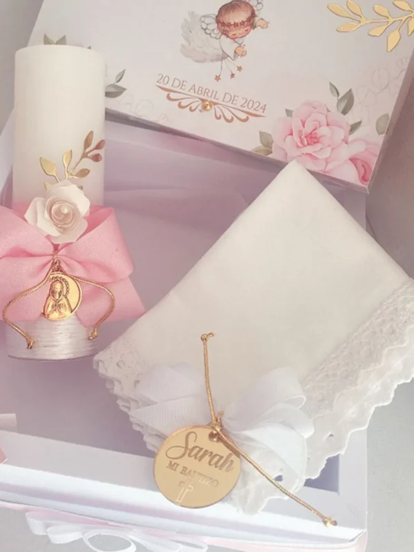 Set de Cirio y Pañuelo de Bautizo