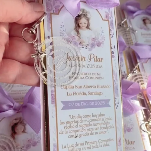 tarjeta_medalla_padre_nuestro_lila tarjeta_bautizo_comunión_medalla_padre_nuestro